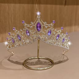 1 simple and versatile fashionable high-end golden purple crown suitable for daily hair accessories