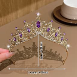 1 simple and versatile fashionable high-end golden purple crown suitable for daily hair accessories