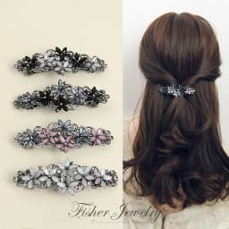 Elegant Floral Hair Clip Alloy Spring Clasp with Rhinestones Minimalist Ponytail Holder for Back Head Women Hairpin