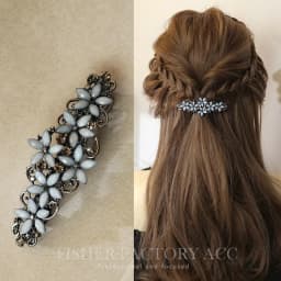 Elegant Floral Hair Clip Alloy Spring Clasp with Rhinestones Minimalist Ponytail Holder for Back Head Women Hairpin