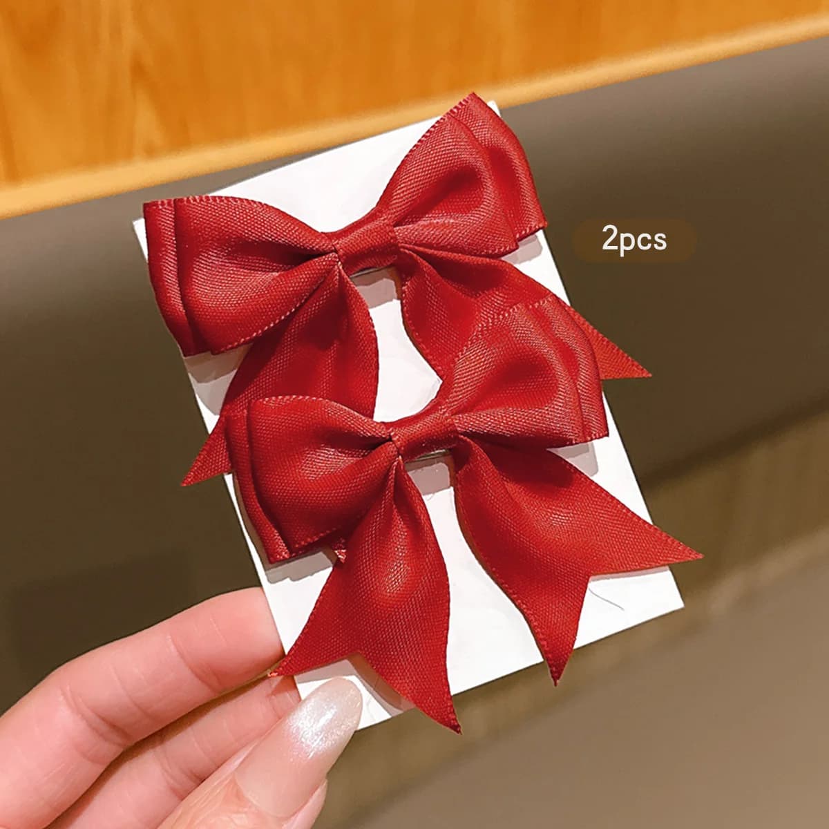 2 sweet and versatile temperament simple red bow hair clips suitable for daily hair accessories