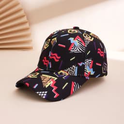 Cross-border Fashion Colorful Geometric Graffiti Baseball Cap, Casual Printed Sunshade Baseball Cap, Street Hip-Hop Cap