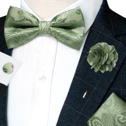 Classic Mens Bow Tie Brown Jacquard Paisley Bowtie Hanky Cufflinks Brooch Set Wedding party Butterfly Knot Gift Man Accessories