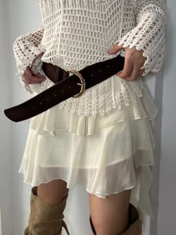 1pcs wide-edged retro belt for women, vintage design, unique personality leather belt, fashionable brown decoration, versatile f