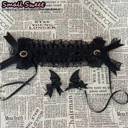 Lolita Devil's ears Headband Gothic Hair Hoop Y2K Girls Ruffled Cosplay Hair Band Hair Accessories Bow Ribbon Headdress Headwear