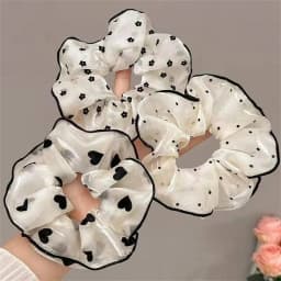 3Pcs/set Minimalist Sweet Fabric Hair Ties for Women Floral Polka Dot Printed Hair Scrunchies with Elastic Hair Accessories