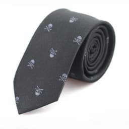 6cm Mens Black Slim Skull Ties for Women Classic Skinny Neckties Male Polyester Fake Collar Neck Tie Halloween Party Accessories