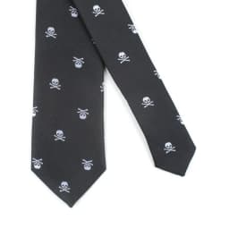 6cm Mens Black Slim Skull Ties for Women Classic Skinny Neckties Male Polyester Fake Collar Neck Tie Halloween Party Accessories