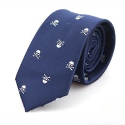 6cm Mens Black Slim Skull Ties for Women Classic Skinny Neckties Male Polyester Fake Collar Neck Tie Halloween Party Accessories
