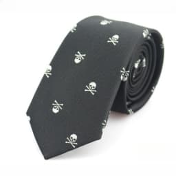 6cm Mens Black Slim Skull Ties for Women Classic Skinny Neckties Male Polyester Fake Collar Neck Tie Halloween Party Accessories