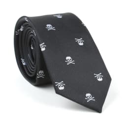 6cm Mens Black Slim Skull Ties for Women Classic Skinny Neckties Male Polyester Fake Collar Neck Tie Halloween Party Accessories