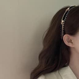 French thousand bird grid pearl chain headband, high-end exquisite retro design hairpin
