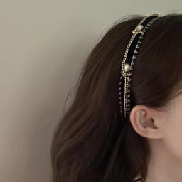 French thousand bird grid pearl chain headband, high-end exquisite retro design hairpin