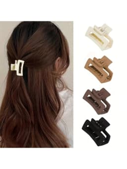 4pcs Classic Matte Small Square Grip Clip Mini High Grip Disc Hair Breakers Small Grip Clip Suitable for Daily Wearing