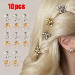 10pcs Metal Flower Hair Clip Mini Braid Hair Hairpin Small Claw Clip Women Girls Hair Accessories Headwear