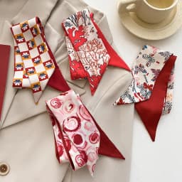 New Year-themed narrow long scarf for women Red hairband with long flowing ribbon Tie-up waist belt Professional neck scarf