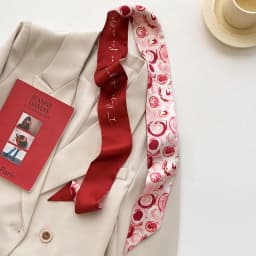 New Year-themed narrow long scarf for women Red hairband with long flowing ribbon Tie-up waist belt Professional neck scarf