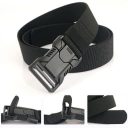 Automatic Plastic Buckle Tactical Belt Men's Multifunction Military Fan Canvas Belt Outdoor Faux Nylon Training Waist Belt Pants