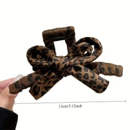 Leopard print bow clip, elegant large shark clip, new autumn and winter back of the head hair clip, stylish clip