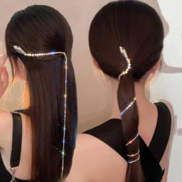 1Pc New Snake Shaped Rhinestone Tassel Hair Clip Temperament Side Ponytail Braided Hair DuckbillClip Party Personalized Headwear
