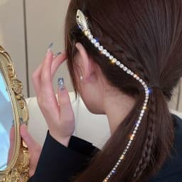 1Pc New Snake Shaped Rhinestone Tassel Hair Clip Temperament Side Ponytail Braided Hair DuckbillClip Party Personalized Headwear