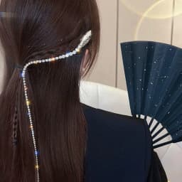 1Pc New Snake Shaped Rhinestone Tassel Hair Clip Temperament Side Ponytail Braided Hair DuckbillClip Party Personalized Headwear