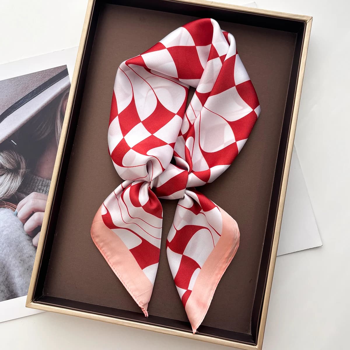 2026 Women Square Scarf Silk Imitation Print Neckerchief Bandana Lady Shawl Scarves Wrap Head Hair Band Ties
