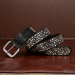 Rivet Punk Belt for Men and Women, Western Studded Belt for Jeans Pants, Faux Leather Cowgirl Cowboy Y2K Belt