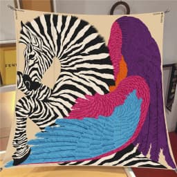 Twill Silk Scarf Shawl Luxury Horse Pegasus Feather Print Square Scarf Women Hijabs Bandana Foulard Neckerchief Head Scarves