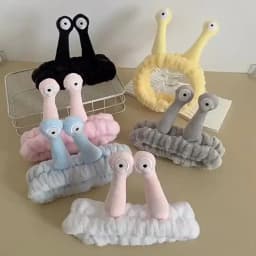Women's Cute Coral Fleece Elastic Headbands Creative Hair Accessories for Makeup Snail Spa Hair Bands Cartoon Design Hairbands