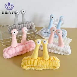 Women's Cute Coral Fleece Elastic Headbands Creative Hair Accessories for Makeup Snail Spa Hair Bands Cartoon Design Hairbands