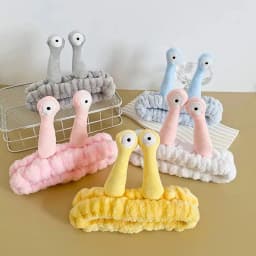 Women's Cute Coral Fleece Elastic Headbands Creative Hair Accessories for Makeup Snail Spa Hair Bands Cartoon Design Hairbands