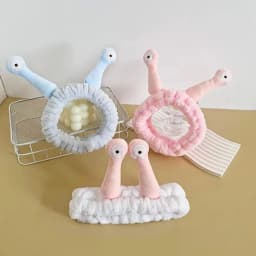 Women's Cute Coral Fleece Elastic Headbands Creative Hair Accessories for Makeup Snail Spa Hair Bands Cartoon Design Hairbands