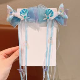 1Pair Dreamy Mermaid Fairy Bow Strap Hair Clip Fairy Air Mesh Side Clip Children's Princess Hair Accessories Daily/Party Style