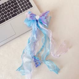 1Pair Dreamy Mermaid Fairy Bow Strap Hair Clip Fairy Air Mesh Side Clip Children's Princess Hair Accessories Daily/Party Style