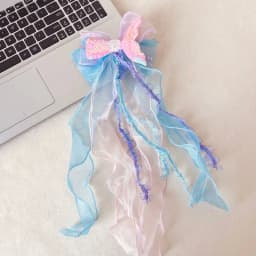1Pair Dreamy Mermaid Fairy Bow Strap Hair Clip Fairy Air Mesh Side Clip Children's Princess Hair Accessories Daily/Party Style