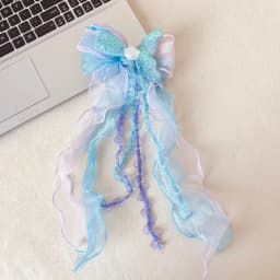 1Pair Dreamy Mermaid Fairy Bow Strap Hair Clip Fairy Air Mesh Side Clip Children's Princess Hair Accessories Daily/Party Style