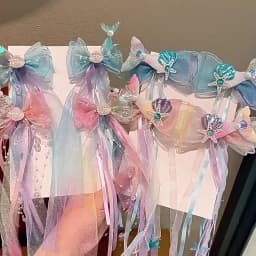 1Pair Dreamy Mermaid Fairy Bow Strap Hair Clip Fairy Air Mesh Side Clip Children's Princess Hair Accessories Daily/Party Style