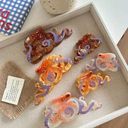 1 Piece of Ocean Wind Octopus Resin Clip,Colorful Octopus Back Hair Clip,Women's Half Tied Hair,Coiled Hair,Shark Clip