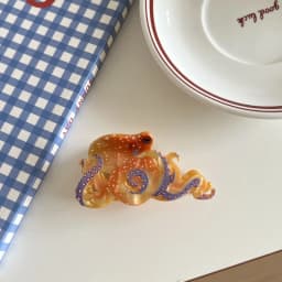1 Piece of Ocean Wind Octopus Resin Clip,Colorful Octopus Back Hair Clip,Women's Half Tied Hair,Coiled Hair,Shark Clip