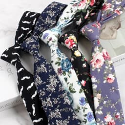 Mens Handmade Casual Flower Neckties For Men Women Floral Printed Cotton Neck Tie 6cm Narrow Soft Cravat Wedding Party Gravata