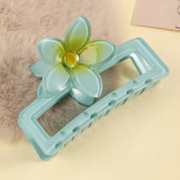 1pc Summer New Square Egg Flower Claw Clip, Gradient Sweet Dopamine Hair Accessories, Back Head Bun Shark Clip