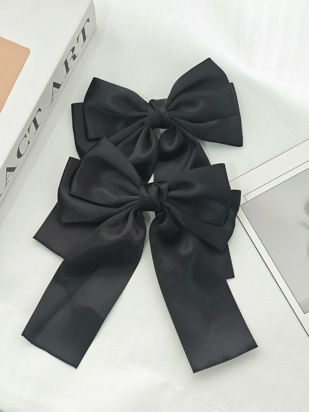 2pcs Fashion Multi colored solid color satin bow Hairgrips For Women Girls Party Hair Accessories