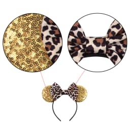 2026 Leopard Mouse Ears Headband Girls Cosplay Trendy 5"Bow Hairband Festival Birthday Party DIY Hair Accessories Gifts