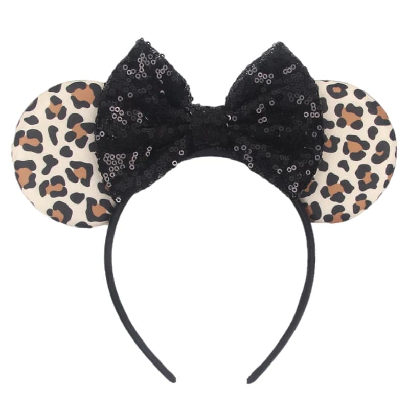 2026 Leopard Mouse Ears Headband Girls Cosplay Trendy 5"Bow Hairband Festival Birthday Party DIY Hair Accessories Gifts