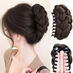 Elegant Synthetic Hair Bun Hairpiece Oval Claw Clip Design Women's High Bun Accessory Suitable for Daily Wear Hair Accessories