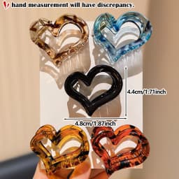 5-Pack Heart Claw Clips – Multi-Color Stylish Hair Grips for All Occasions-Unique Design for Everyday Style