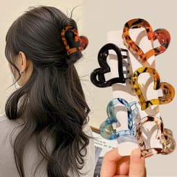 5-Pack Heart Claw Clips – Multi-Color Stylish Hair Grips for All Occasions-Unique Design for Everyday Style
