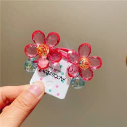 Children's Hair Accessory Bright Flowers Double-headed Rubber Bands Ponytail Hair Tie Blue Color Funny Cute Kawaii Girl Hair Tie