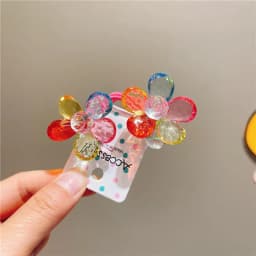 Children's Hair Accessory Bright Flowers Double-headed Rubber Bands Ponytail Hair Tie Blue Color Funny Cute Kawaii Girl Hair Tie